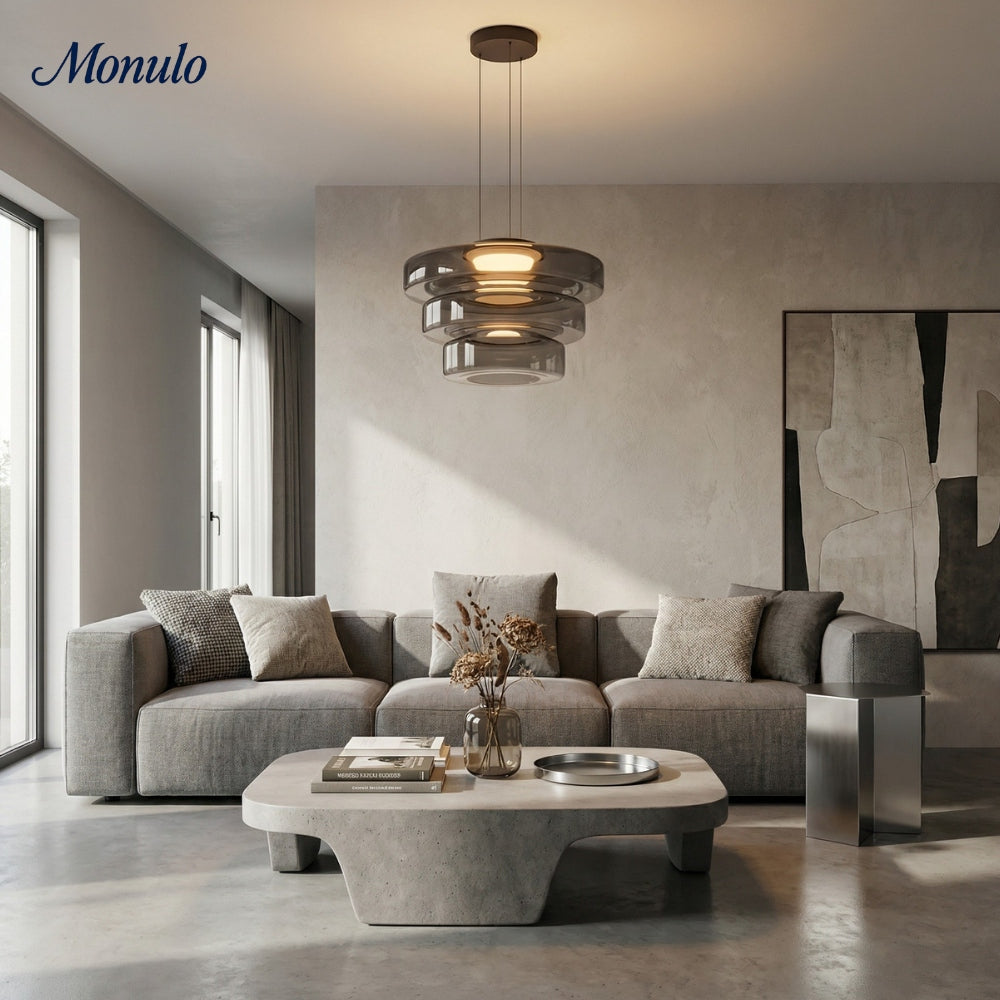 Lámpara colgante de vidrio con forma de disco apilado Verdoma Iluminación nórdica contemporánea para cocinas