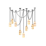 Bild in Gallery-Viewer laden, Black Metal Alabaster Chain Swag Chandelier