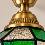 Charger l'image dans la visionneuse de galerie, Vintage Green Mosaic Glass Flush Mount Ceiling Light