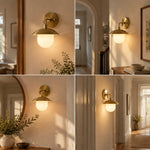 Bild in Gallery-Viewer laden, Sculptural Glass Wall Sconce with one to three lights and a metal wall mount - New2609-1024412 interior scene