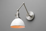 Cargar imagen en el visor de la Galería, Conique Metal Vintage Industrial Swing Arm Wall Lamp - Adjustable Dome Shade for Study
