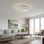 Load image into Gallery viewer, Glomar Glass Round Flush Ceiling Light - Modern Metal Glass Finish Living Areas