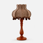 Load image into Gallery viewer, Vintage striped fabric wood table lamp front view
