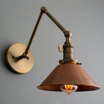 Charger l&#39;image dans la visionneuse de galerie, Conique Metal Industrial Wall Sconce with Adjustable Arm - Vintage Copper Cone Shade for Task Lighting
