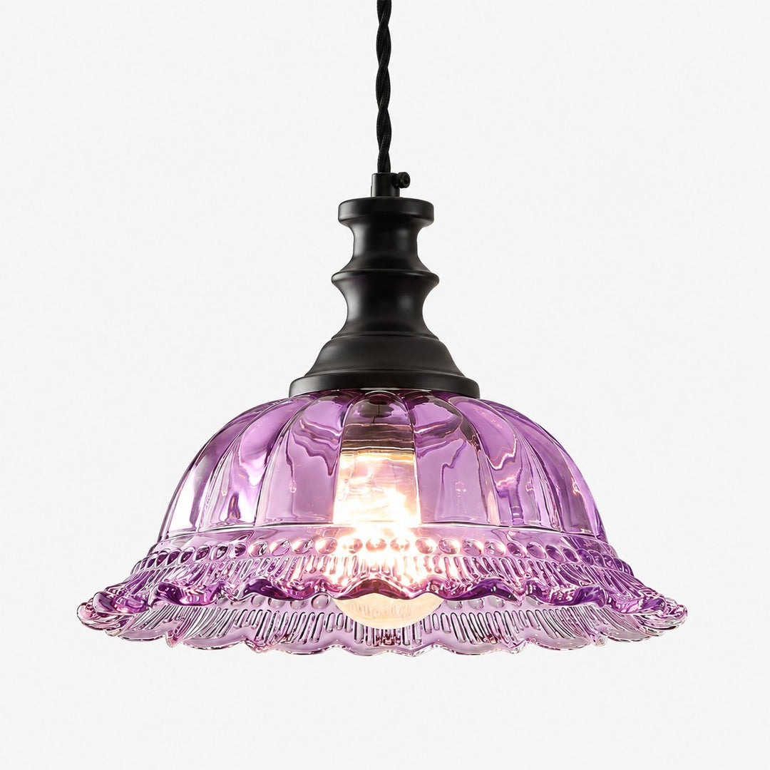 Vintage Fluted Glass Pendant Light for Kitchen & Dining