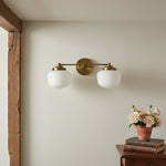 Bild in der Galerieansicht laden, Opalume Glass Art Deco Vanity Light - Bathroom Wall Sconce with White Glass Shades
