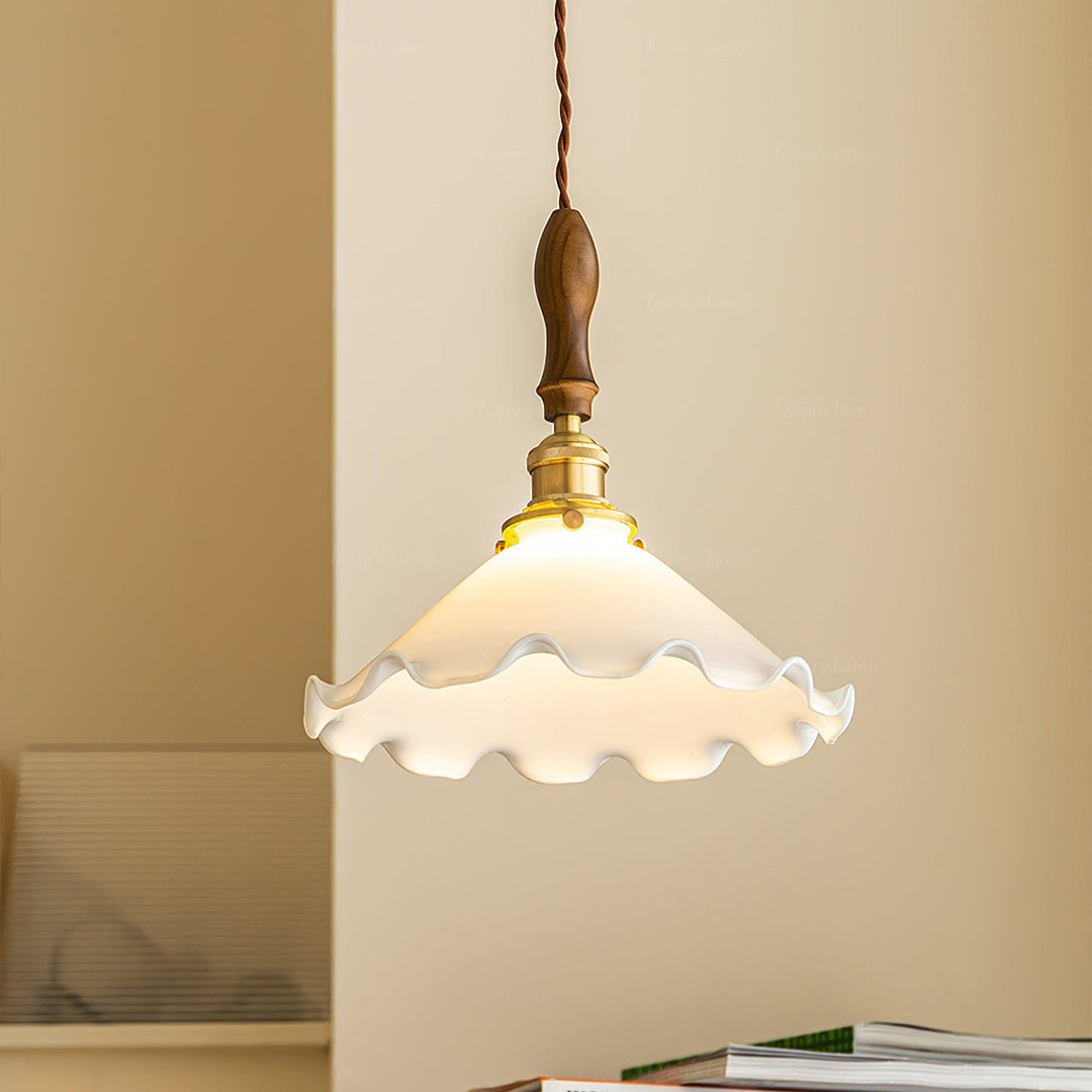 White Sculptural Glass Plug-In Pendant
