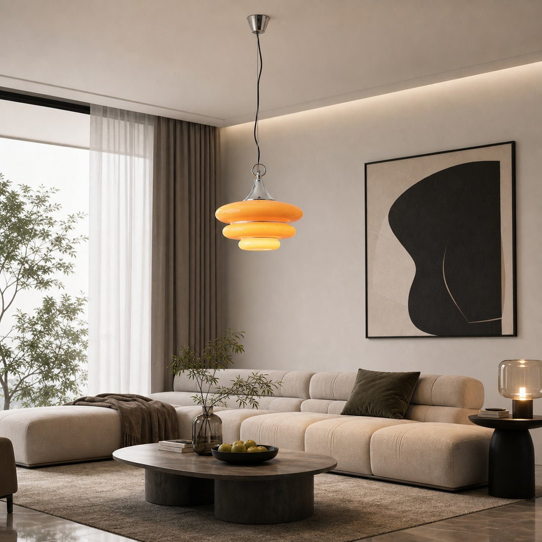 Orange Layered Glass Pendant Light