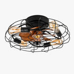 Cargar imagen en el visor de la Galería, Black caged ceiling fan light