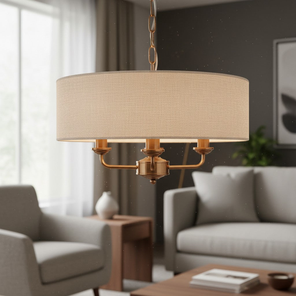 Tela eleganter Mehrarm-Pendelleuchter mit skulpturalen Schirmen für Esszimmer und Wohnbereich