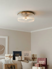 Bravira Elegant Ribbed Glass Flush-Mount Ceiling Light – Modern Low-Profile Fixture for Bedroom