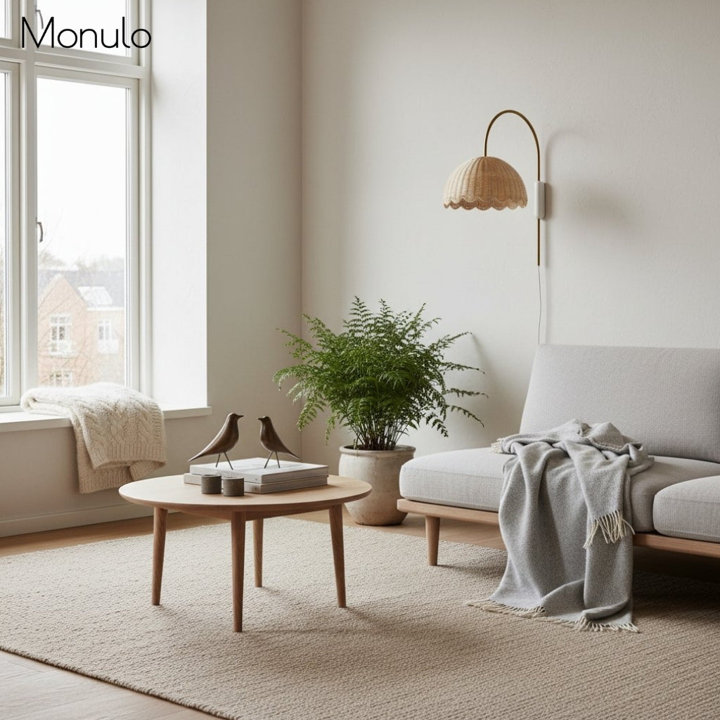 Olvara Rattan Bubble Sconce – Natural Woven Wall Lamp for Bedrooms