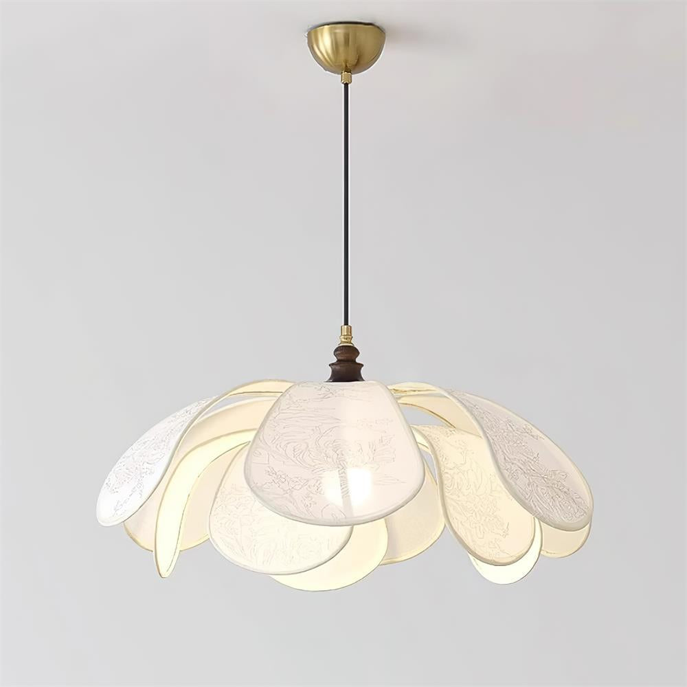 Layered Floral Fabric Plug-In Pendant