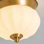 Load image into Gallery viewer, Illuminated opal glass shade and brass finial detail