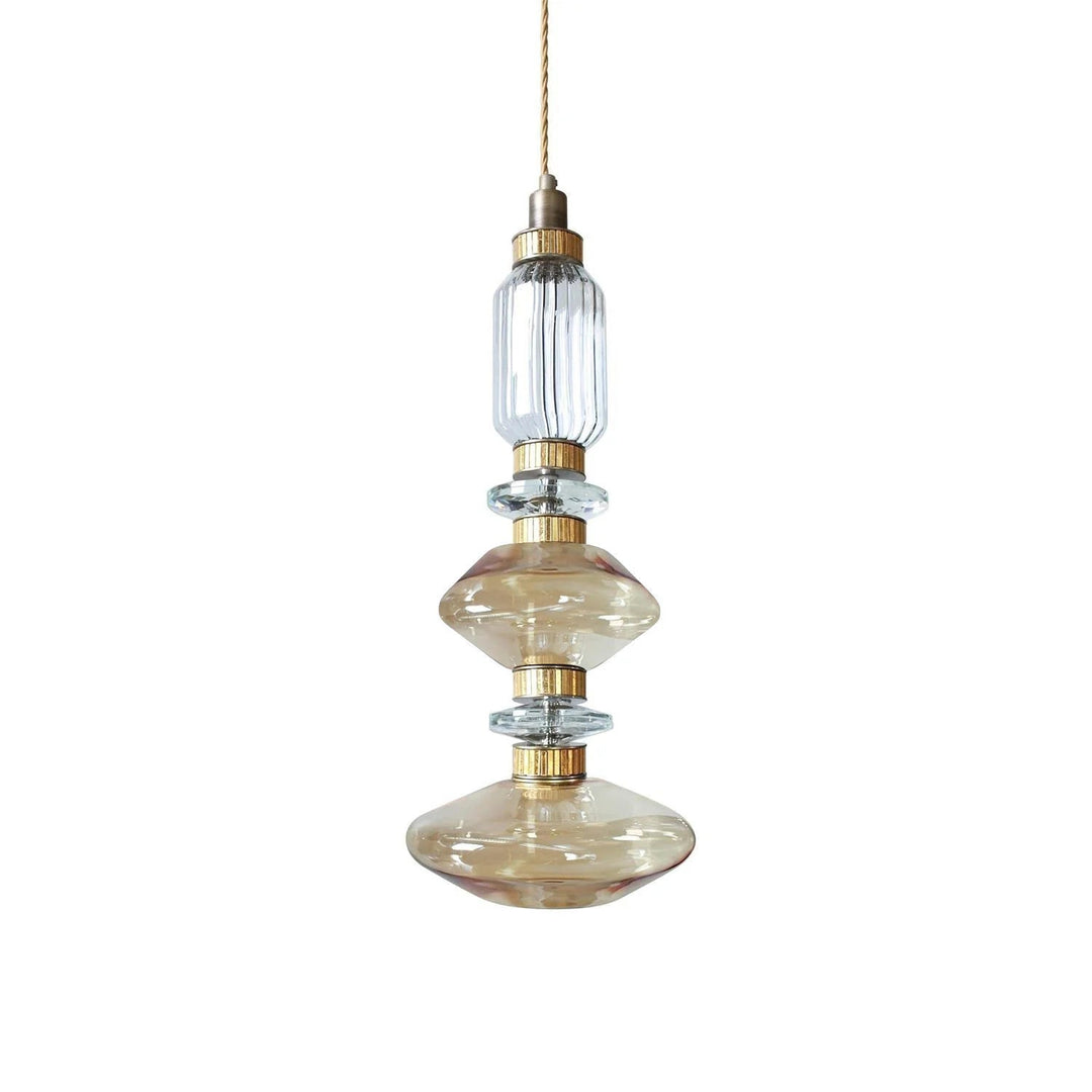 Suspension contemporaine - Fer, métal, verre, or, marron, résistante à l'humidité