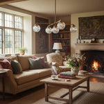 Load image into Gallery viewer, Glorica Glass Frosted Glass Globe Chandelier - Brass Modern Lighting for Living Room
