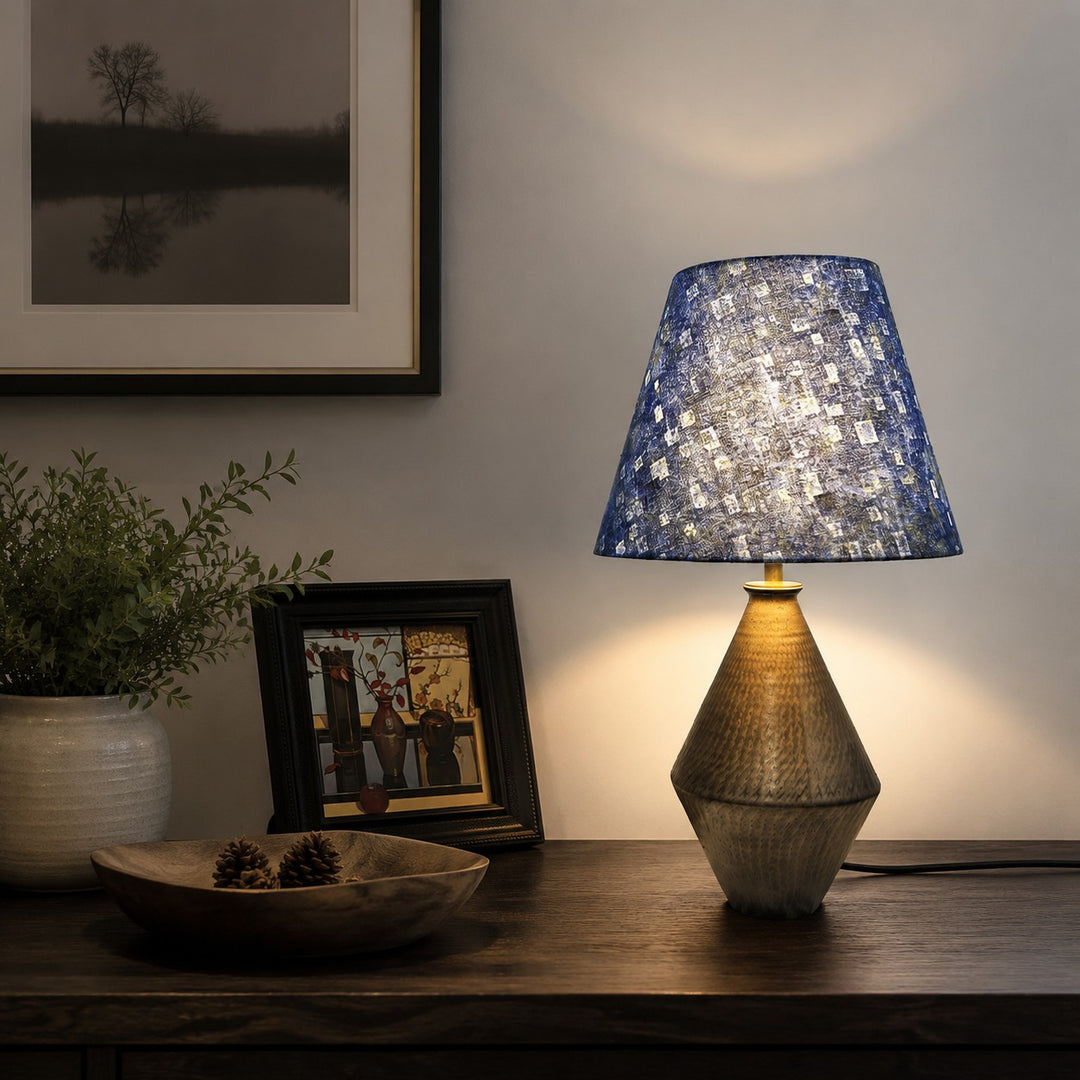 Gilt Blue Fabric Ceramic Table Lamp