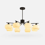Bild in Gallery-Viewer laden, Solid brass black eight-light milk glass chandelier