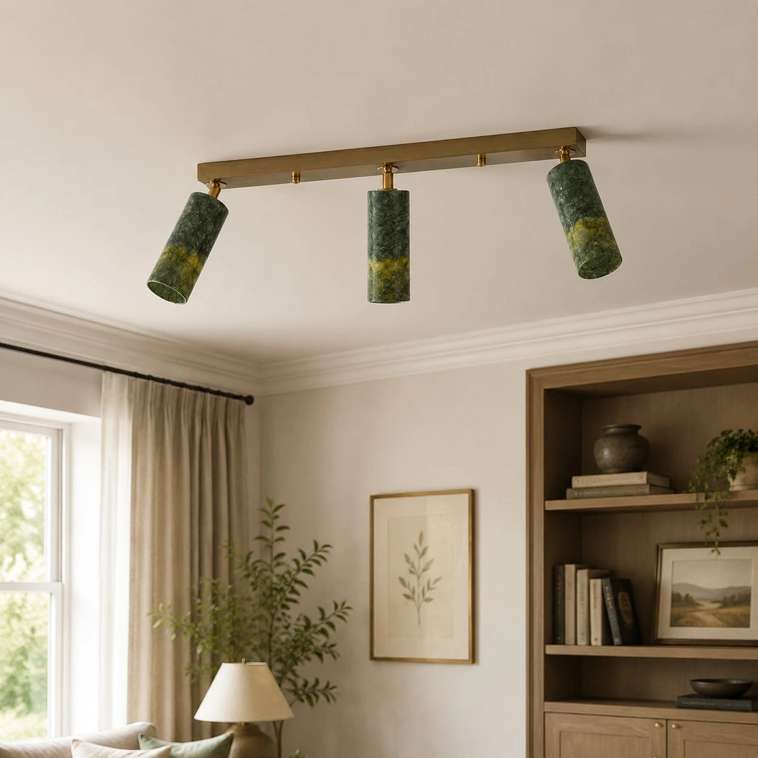Green jade brass ceiling light detail 12