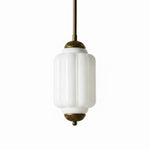 Cargar imagen en el visor de la Galería, Lámpara colgante Eloise de vidrio lechoso festoneado de inspiración vintage: lámpara de acento moderna para cocina y dormitorio.
