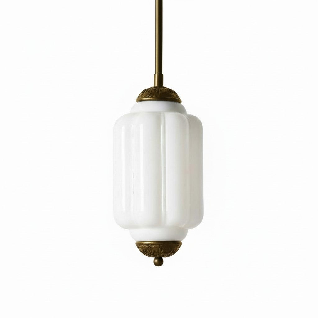 Lámpara colgante Eloise de vidrio lechoso festoneado de inspiración vintage: lámpara de acento moderna para cocina y dormitorio.