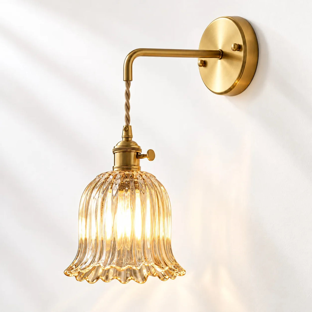 Japanese Ruffle Glass Wall Lamp