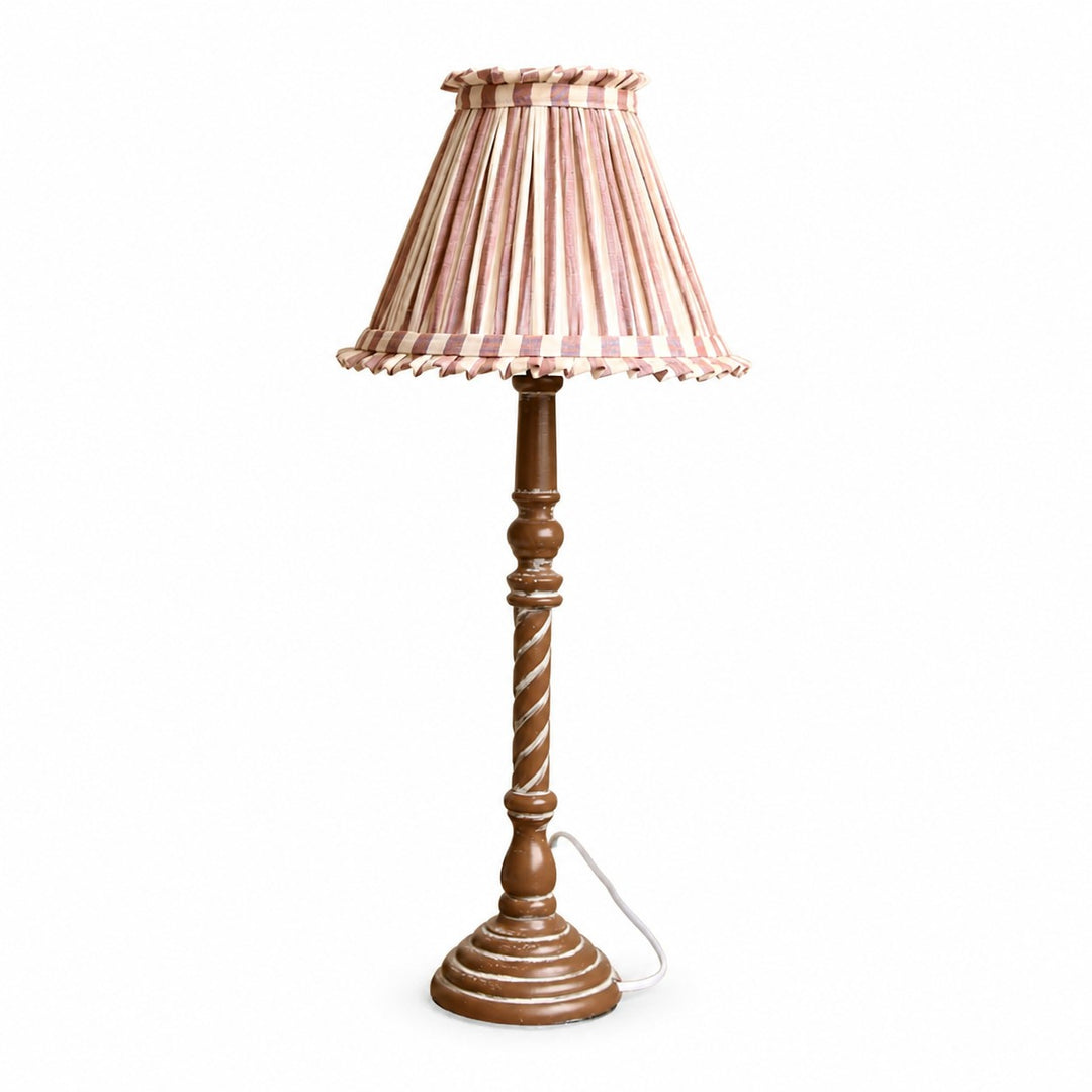 Pink stripe pleated shade French country table lamp