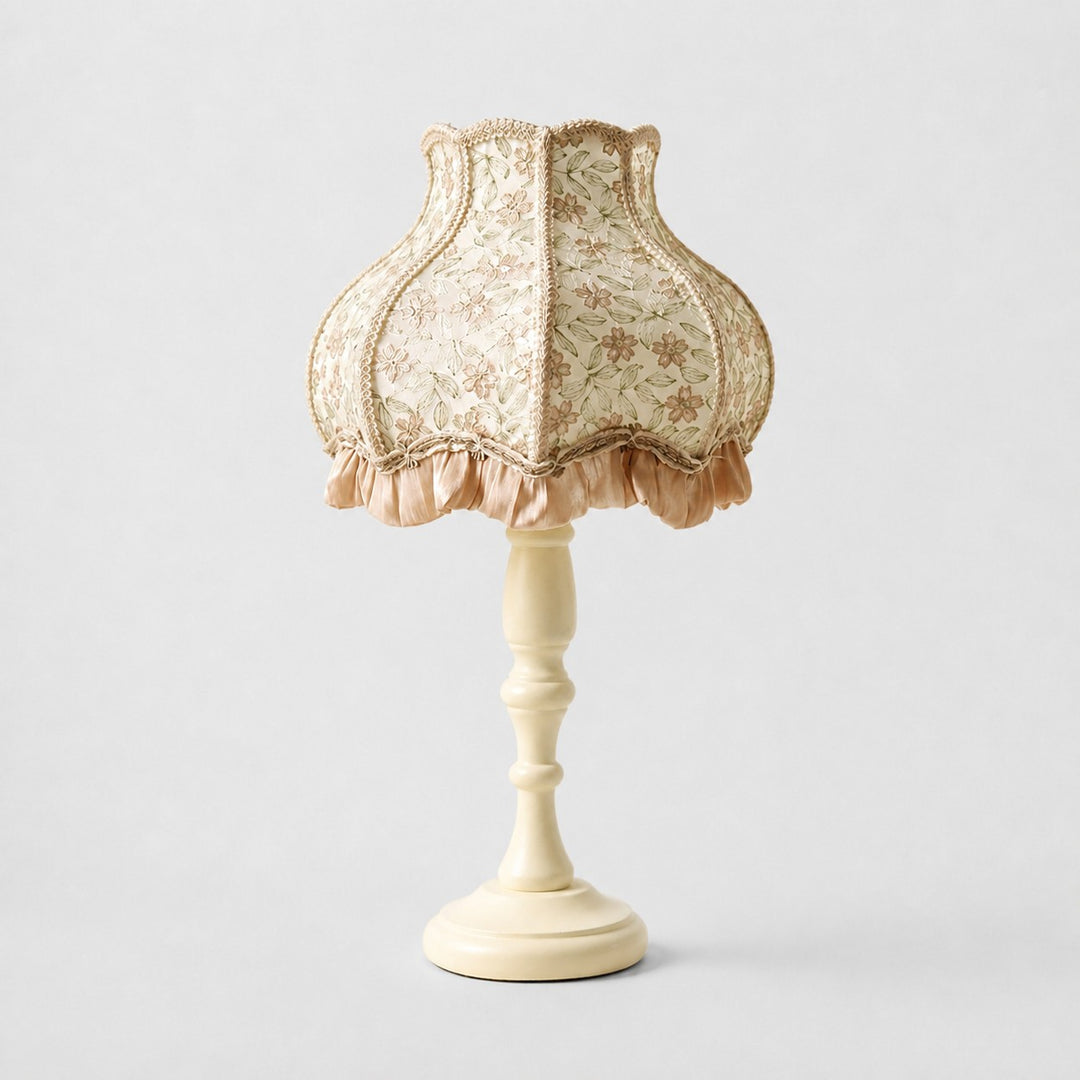 Embroidered Floral Ruffle Table Lamp
