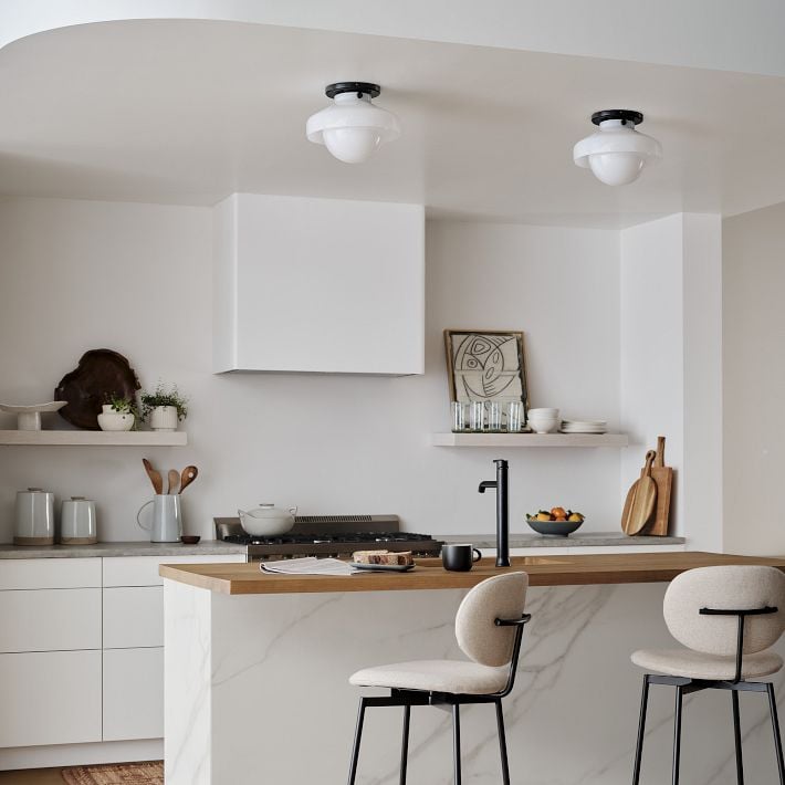 Plafonnier encastré Hanton – Luminaire minimaliste moderne avec abat-jour en verre laiteux et métal 