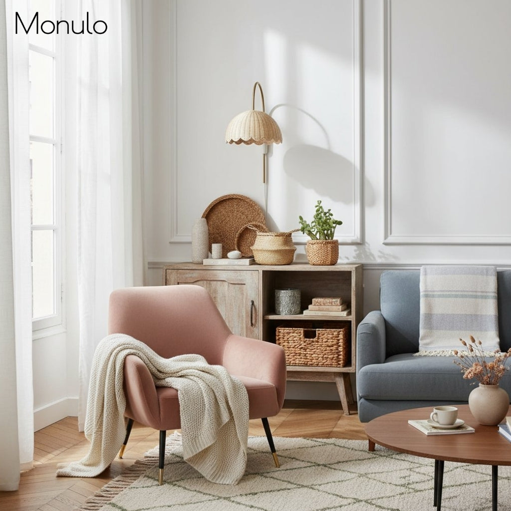 Olvara Rattan Bubble Sconce – Natural Woven Wall Lamp for Bedrooms