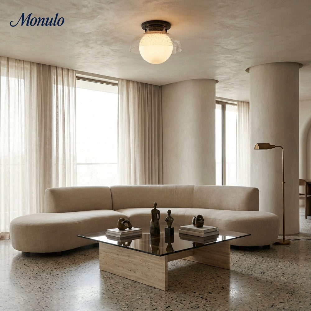 Hanton Aufputz-Deckenleuchte – Modernes minimalistisches Leuchtmittel mit Milchglas- und Metallschirm