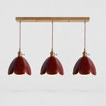 Load image into Gallery viewer, Three-light brown leather linear pendant