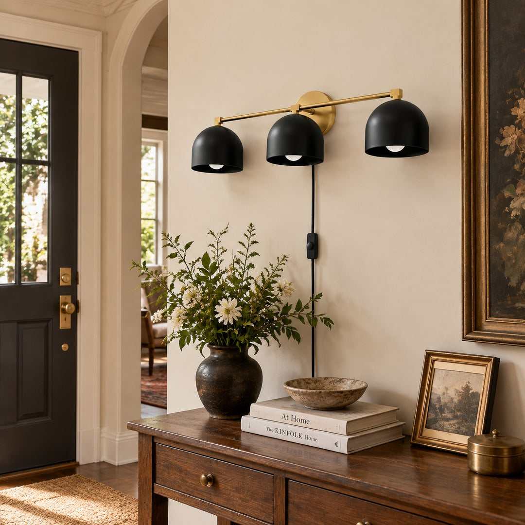 Metio Dome Mid-Century Metal Plug-In Wall Light