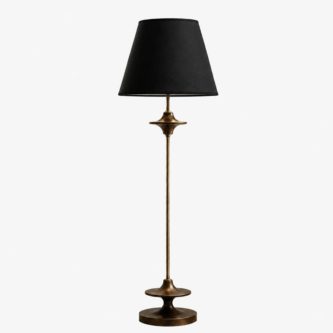 Black vintage fabric shade floor lamp