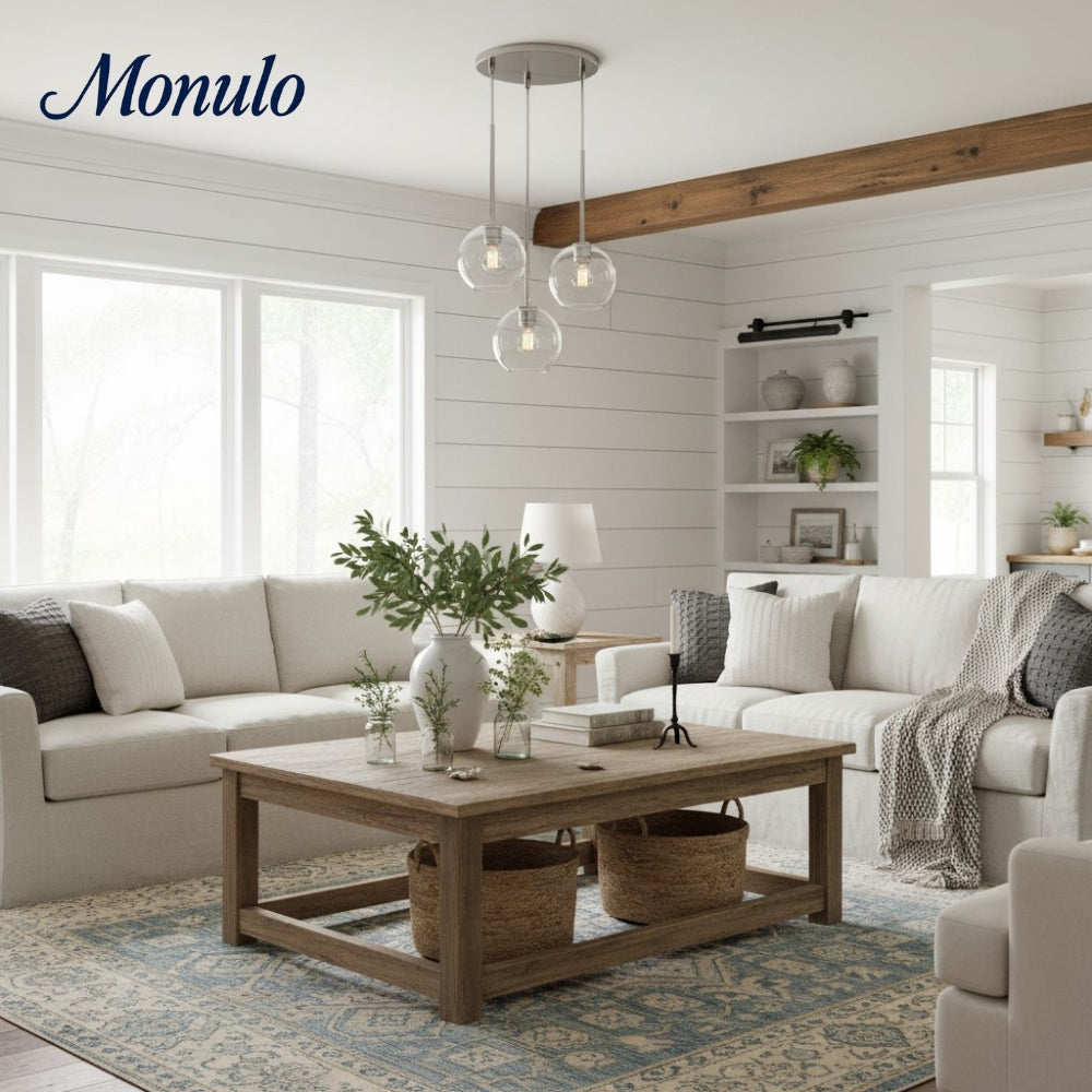 Selvion Minimalist Blown Glass Chandelier — Modern Sculptural Lighting for Dining or Living Spaces