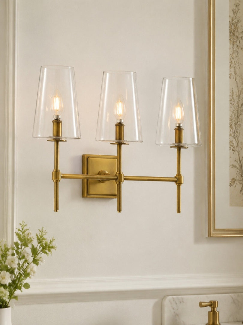 Derlina Clear Glass Sconce - Elegant Single To Triple Vanity Sconce