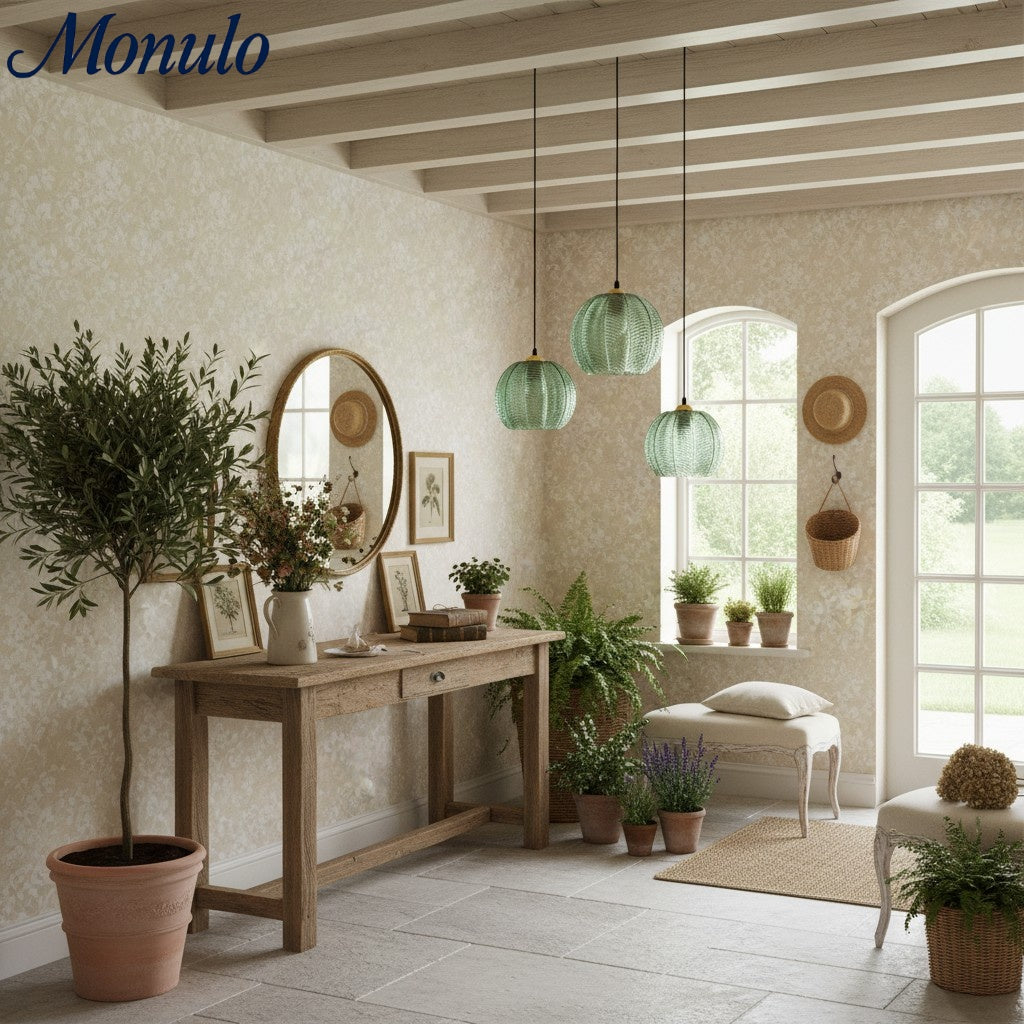 Verdoma Tropical Boho Decorative Glass Pendant Light for Entryway or Hallway