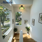 Cargar imagen en el visor de la Galería, Lámpara de techo Verdoma de vidrio ondulado y metal – Diseño minimalista para dormitorio y pasillo