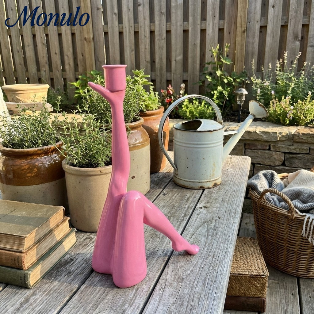 Base de vela dorada escultórica Kickra - Decoración para comedor y sala