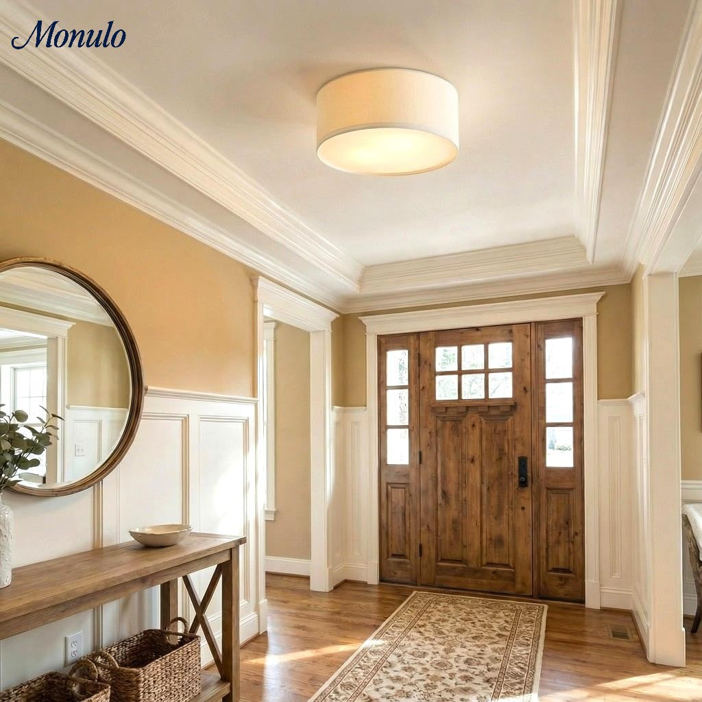 Dumora Drum Flush Mount Ceiling Light - Linen Shade Modern Elegance