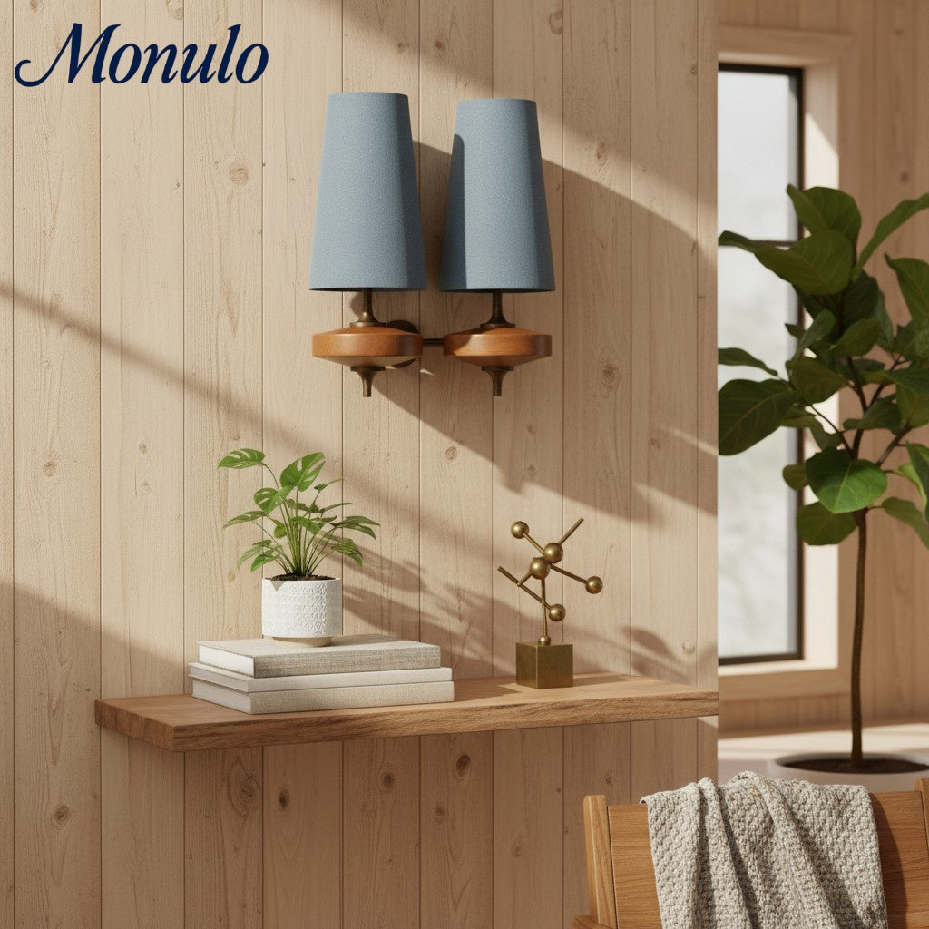 Aplique de pared Rowan Retro con pantalla de tela: iluminación clásica de tela para el dormitorio