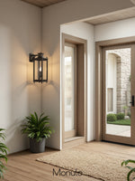 Load image into Gallery viewer, Yolvira Glass Outdoor Wall Light – Modern Metal Lantern For Porch
