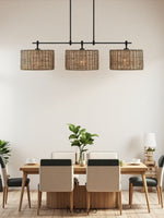Load image into Gallery viewer, 3 Light Rustic Drum Hand Woven Rattan Pendant Light

