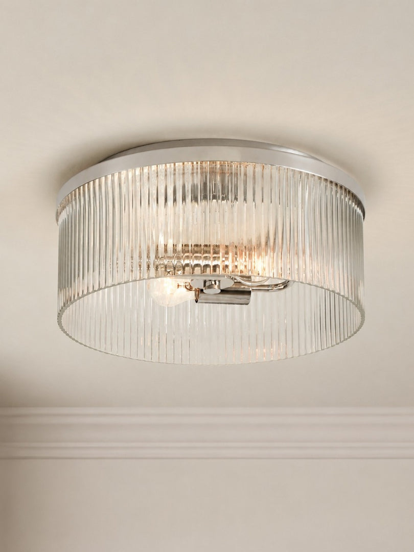 Bravira Elegant gerippte Glas-Deckenleuchte – moderne flache Leuchte für Schlafzimmer