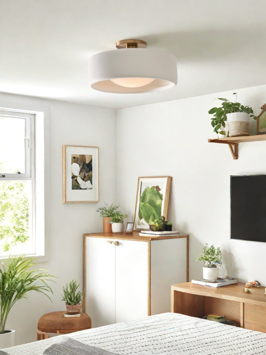 Cerova Porcelain Flush Mount Ceiling Light – Modern Low-Profile Fixture