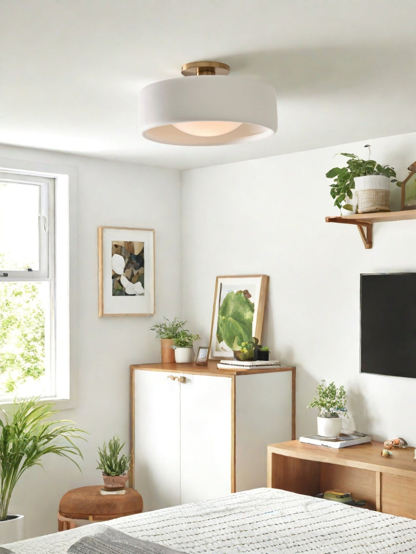 Lámpara de techo empotrada de porcelana: luminaria moderna de perfil bajo 