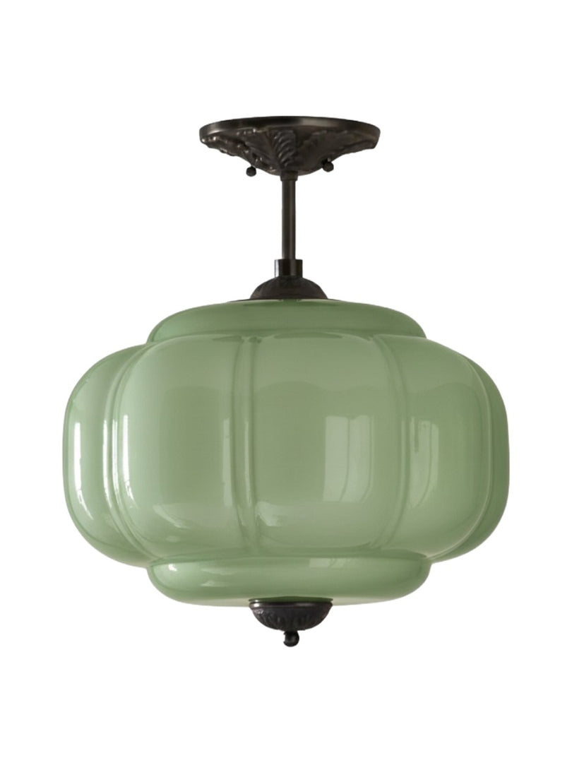 Vintage Milk Glass Semi Flush Mount Eloise Pendant Light