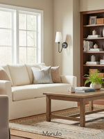 Load image into Gallery viewer, Rowan Fabric Shade Wall Sconce – Modern Industrial Light for Bedroom
