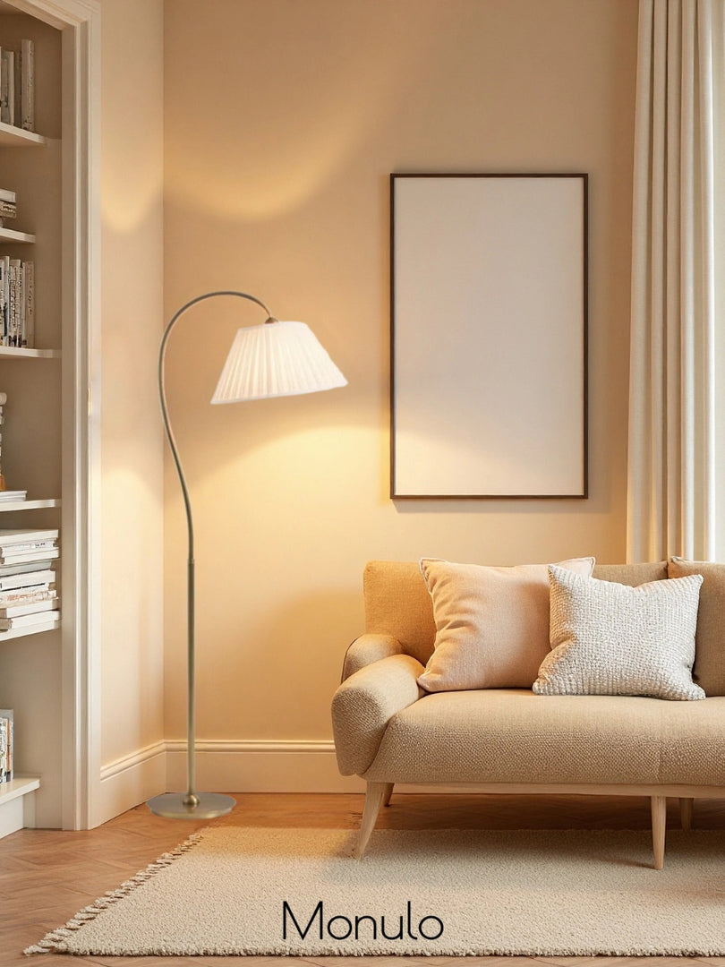 Luvora Pleated Shade Floor Lamp - Adjustable Linen Light in Farmhouse Style