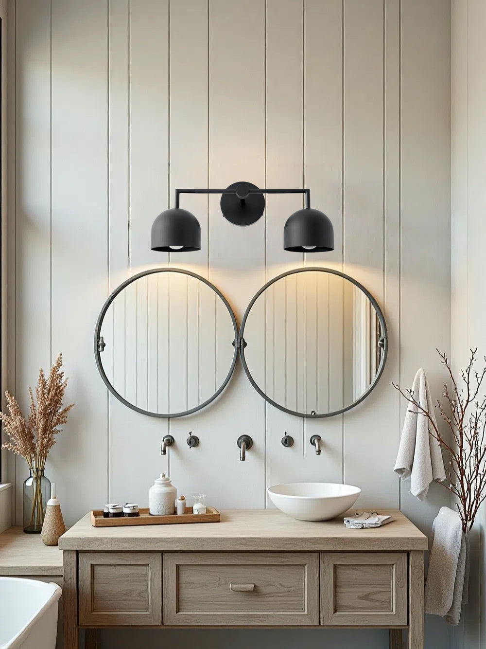 Aplique de pared estilo granja para tocador: lámpara rústica para baño 